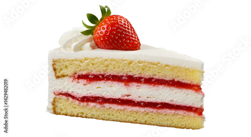 Wallpaper Mural Strawberry cake slice with cream layers isolated on transparent background Torontodigital.ca