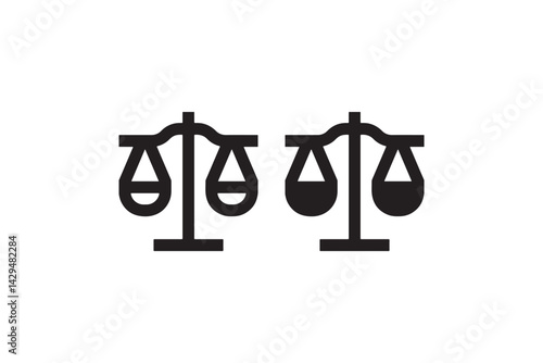 Justice Scale Icons in Minimal Black Design Vector