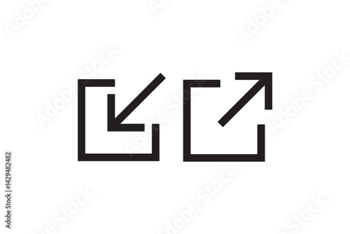 Enter and Exit Arrow Icons in Minimal Frame Style vector