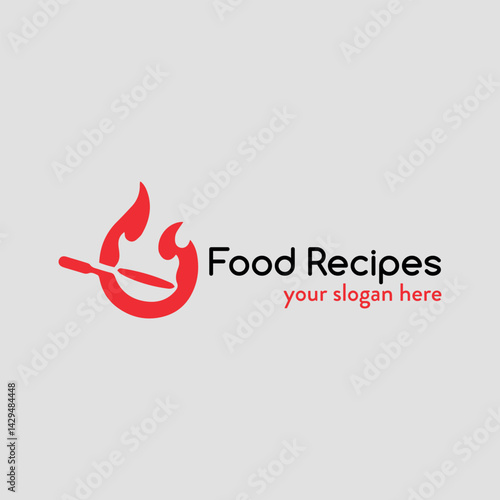 cooking food recipe logo design vector	