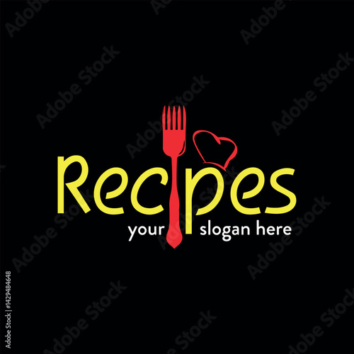 cooking food recipe logo design vector	