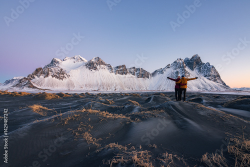 Fototapeta Naklejka Na Ścianę i Meble -  Beautiful sunrise in Stokksnes mountain (South Iceland)