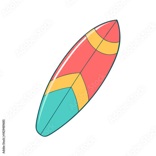 Colorful surfboard in 3D style