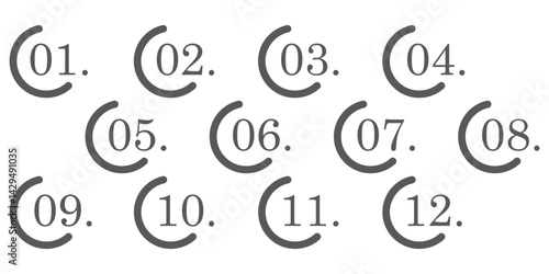 Bullet Points icon set in line style, Simple round numbers in flat style, Set of 1-20 numbers simple black symbol sign for apps, UI, and website, vector illustration