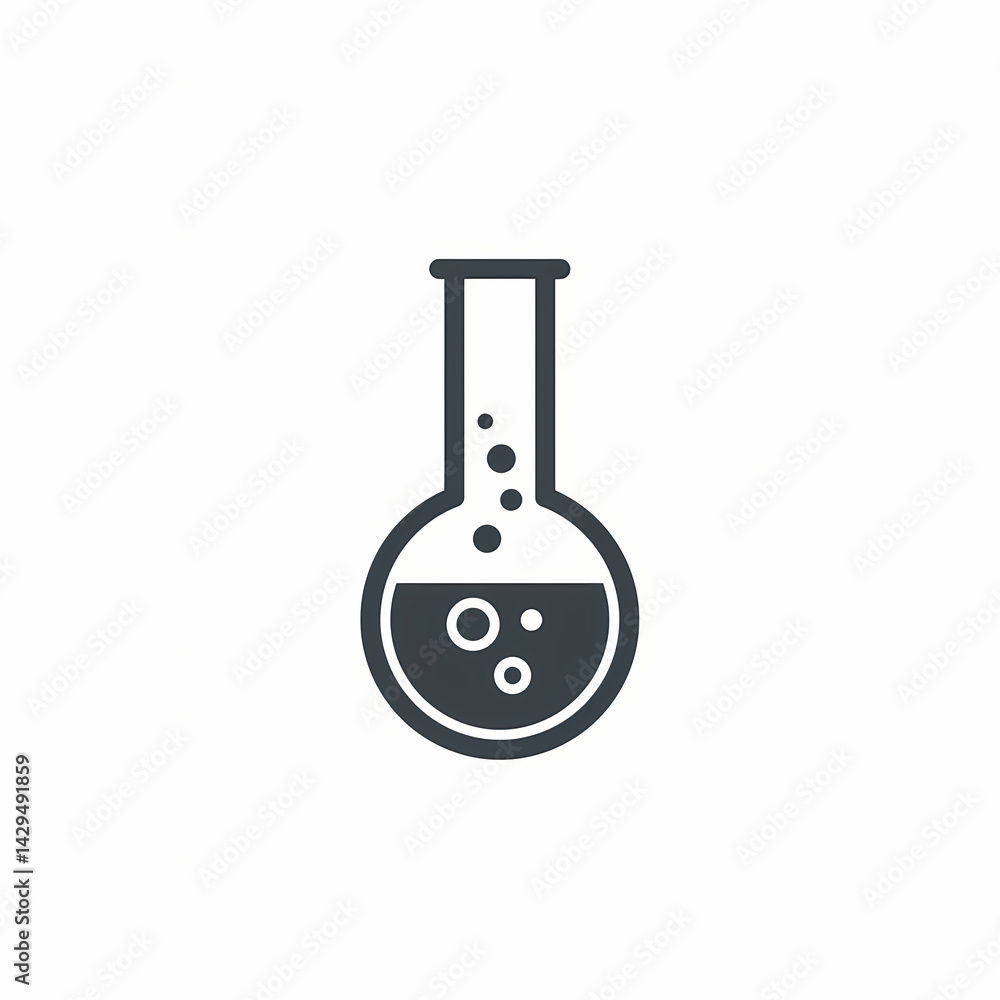 Laboratory flask with bubbling liquid against a simple background Laboratory flask with bubbling liquid against a simple background