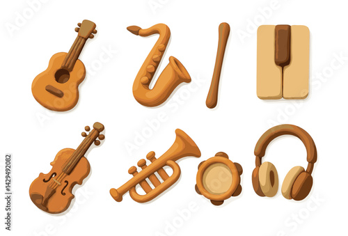 musical icons set: instruments and accessories collection for design projects