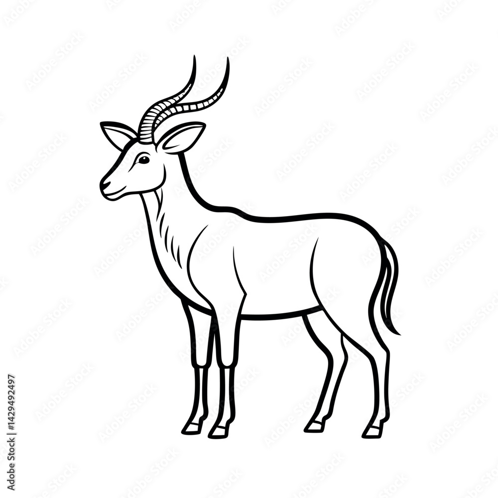 outline of a waterbuck white background outline of a waterbuck white background