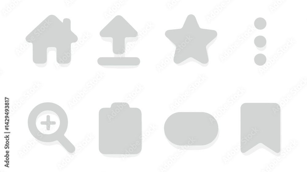 Frosted glass icons set featuring home, star, magnifying glass, and more Frosted glass icons set featuring home, star, magnifying glass, and more