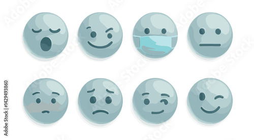 frosted glass emotions icon set: expressive faces in a stylish collection