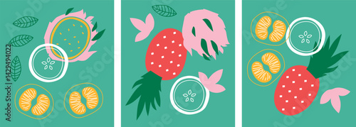 Appetizing fruit, vegetables and berries collection.