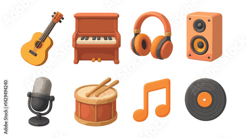 Explore  music essentials: vibrant icons set for creative projects