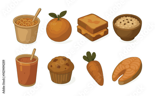 lo-fi food icons set: delightful collection of appetizing symbols