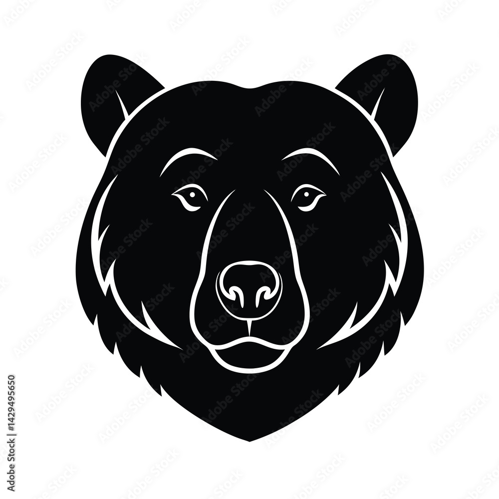 Bear Head Silhouette Minimal Art Bear Head Silhouette Minimal Art