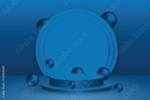 Abstract 3D Podium Gradient Bubbles Background. Product Display Presentation Podium With Colorful Gradient Background, Suitable for Digital Retail Ads, Online Promotions, and Ecommerce Marketing
