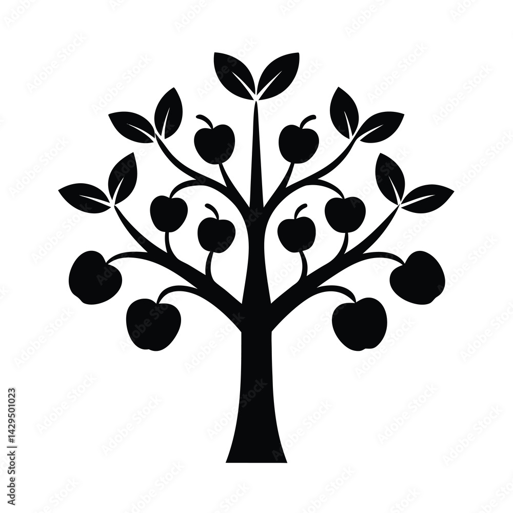 Obraz premium Minimalist Orchard Tree Icon Design