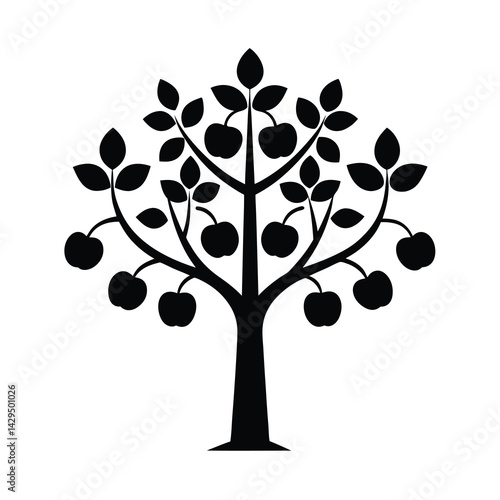 Simplified Apple Tree Vector Illustration