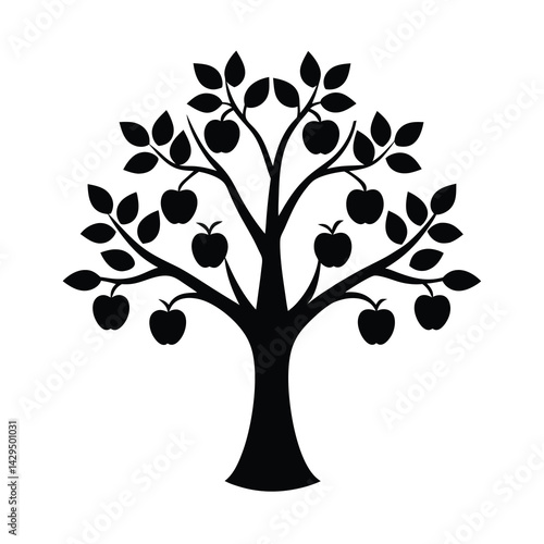 Elegant Minimal Apple Tree Drawing