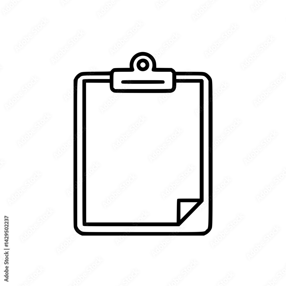 Blank clipboard with a sheet of paper Line Icon - Simple Vector Outline in minimalistic black and white design Blank clipboard with a sheet of paper Line Icon - Simple Vector Outline in minimalistic black and white design