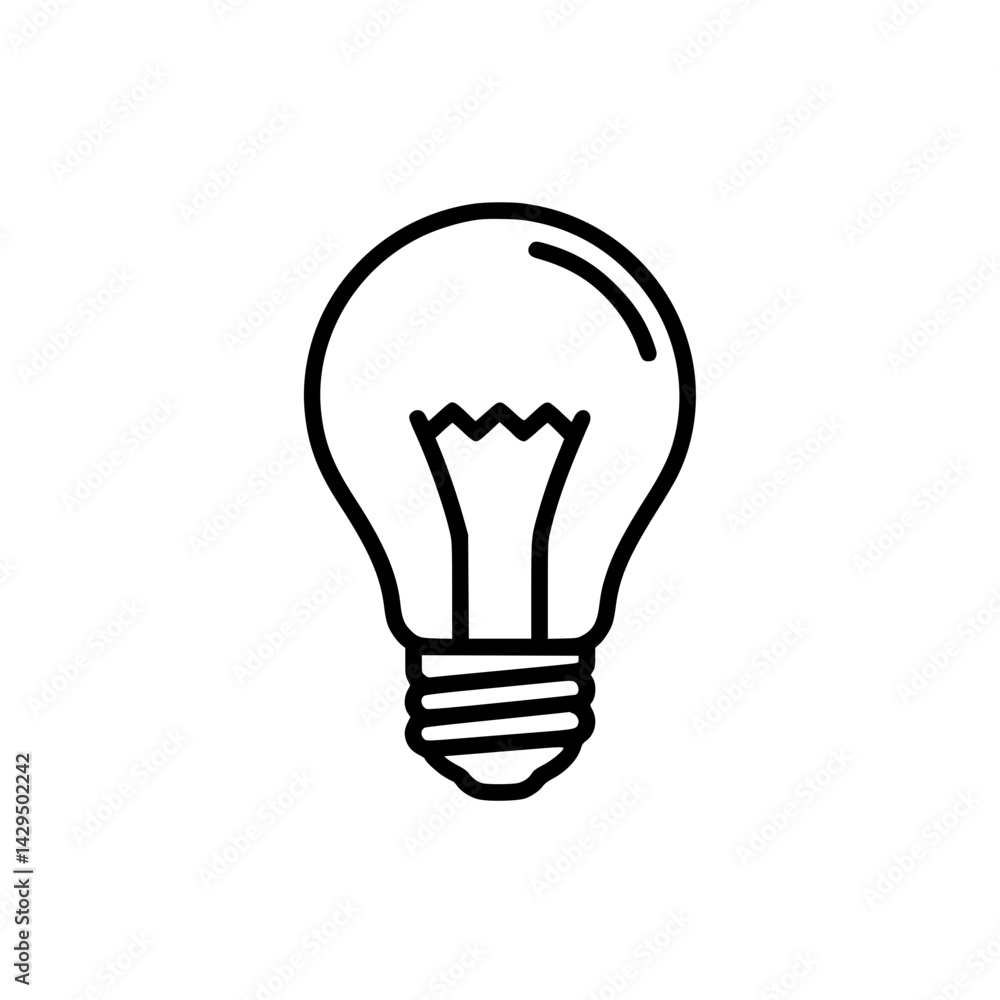 Light bulb Line Icon - Simple Vector Outline in minimalistic black and white design Light bulb Line Icon - Simple Vector Outline in minimalistic black and white design
