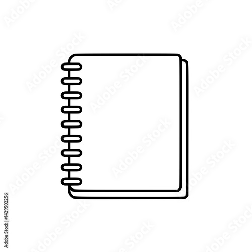 Notebook with Spiral Binding Line Icon - Simple Vector Outline in minimalistic black and white design