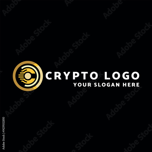 crypto currency block chain logo design vector