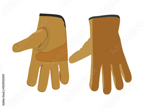 Yellow leather work gloves with reinforced palms and fingers for construction and outdoor tasks