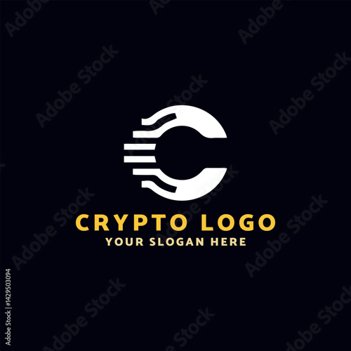 crypto currency block chain logo design vector