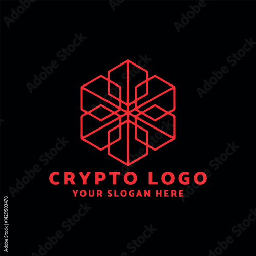 crypto currency block chain logo design vector