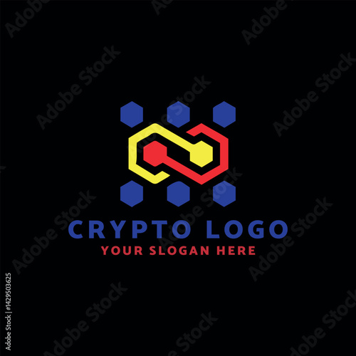 crypto currency block chain logo design vector