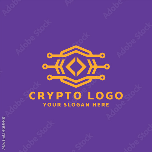 crypto currency block chain logo design vector