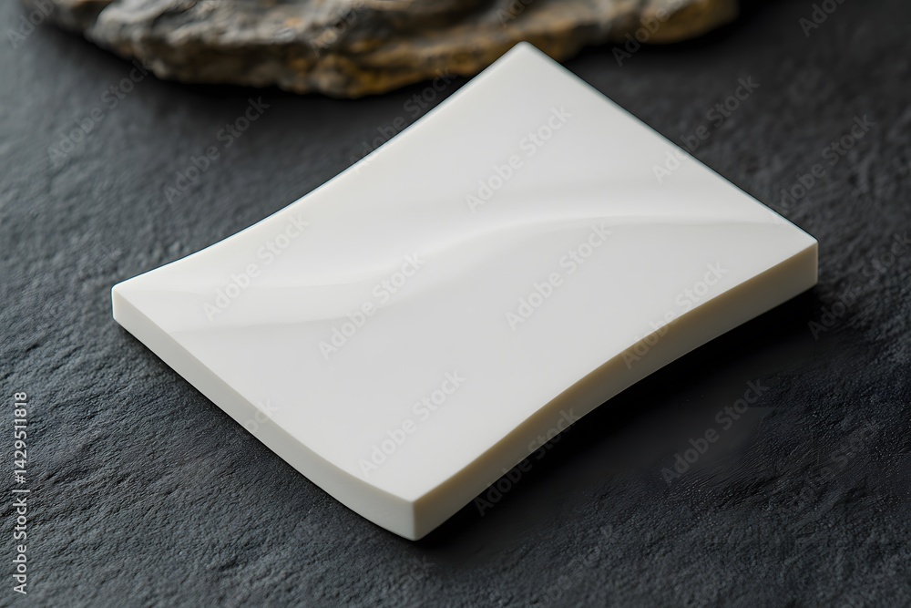 Fototapeta premium Abstract White Curved Surface on Black Background Minimalist Design Element