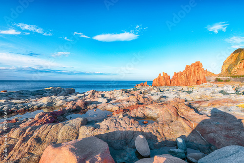 Obraz na płótnie Exciting sunset view of Red Rocks (Rocce Rosse) in Arbatax. w salonie