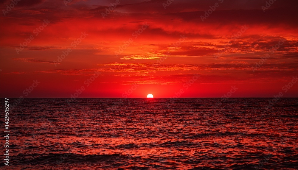 Fototapeta premium red sunset on the beach