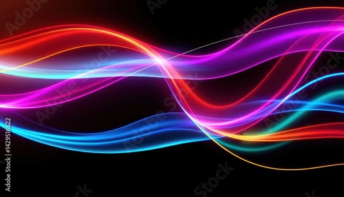 Vivid Luminescence: Intertwined Neon Hues Dance in the Dark