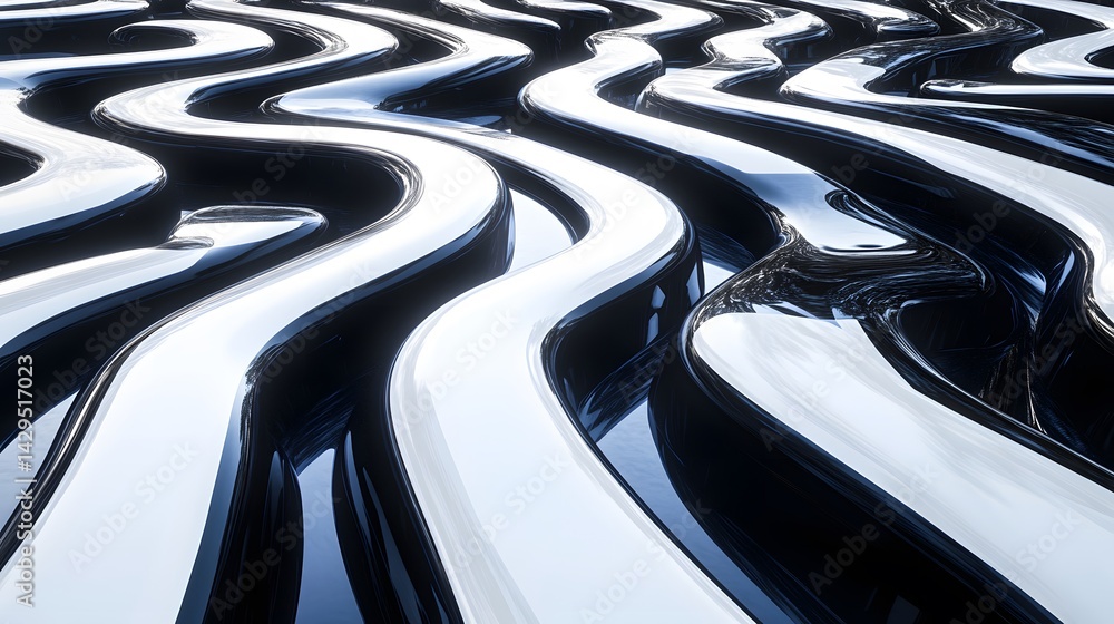 Abstract Black and White Liquid Wave Pattern Abstract Black and White Liquid Wave Pattern