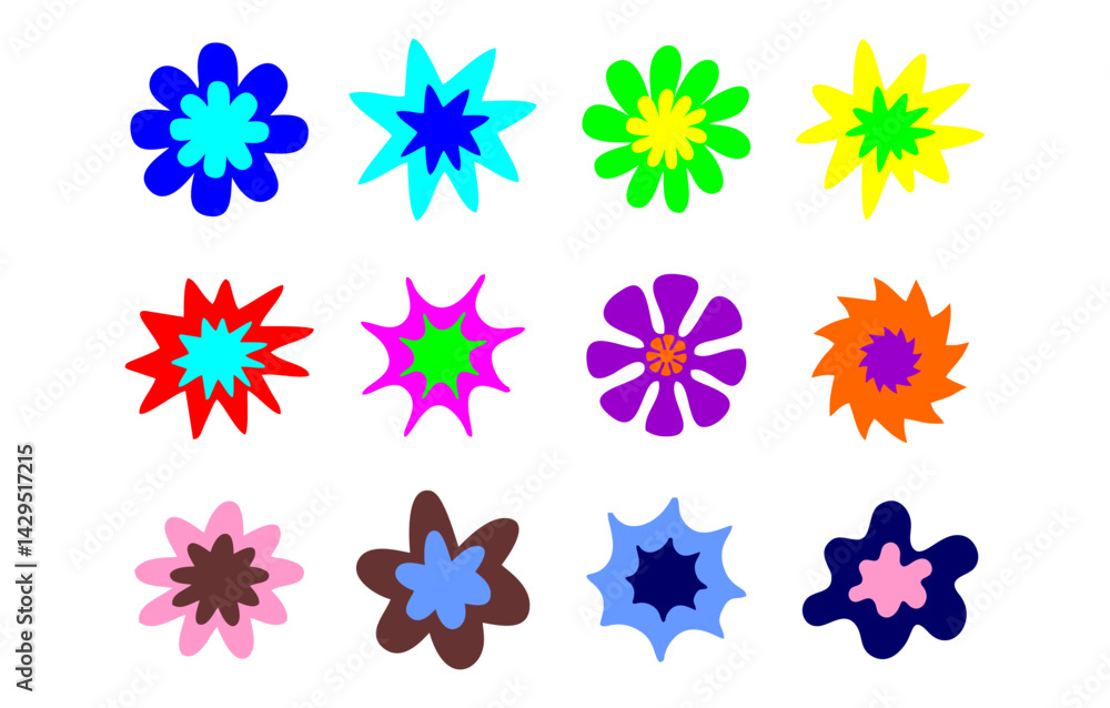 Flowers illustration with retro style easy editable color. Flowers illustration with retro style easy editable color.