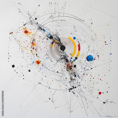 Abstract Swirl Painting with White Background.