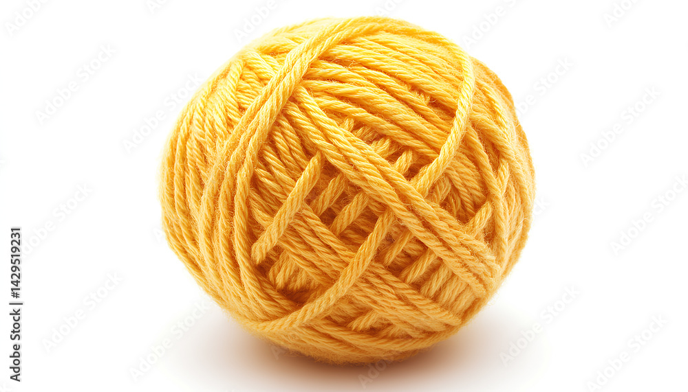 Ball of yellow yarn isolated on white Ball of yellow yarn isolated on white