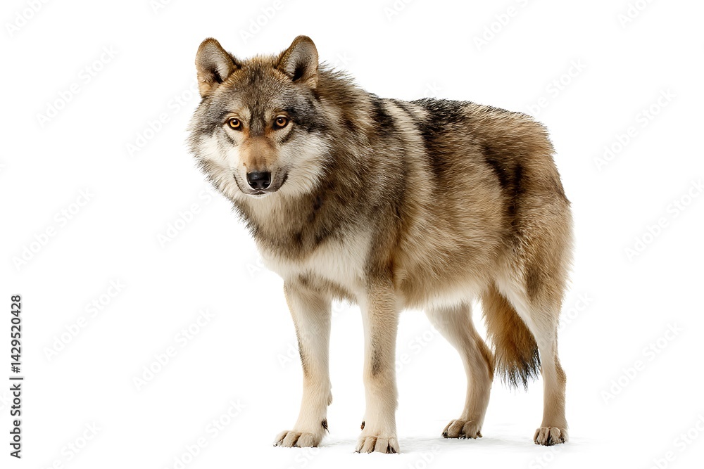 Fototapeta premium dire wolf in contrast on white canvas 