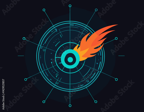 Firewall Forcefield: Cybersecurity Protection Vector Graphic