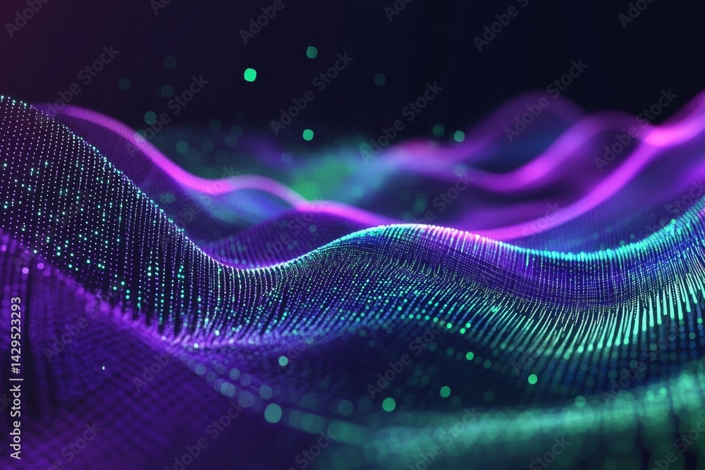 Abstract data visualization with swirling, glowing particles Abstract data visualization with swirling, glowing particles