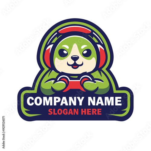 Cute animal gamer logo