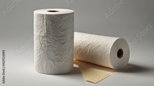 Sculpted paper rolls art installation textured white paper rolls on neutral background minimalist modern aesthetic