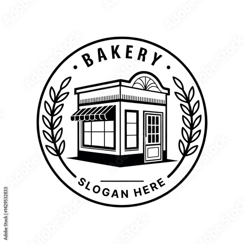 bakery, bakery Center silhouett logoe vector line art logo design