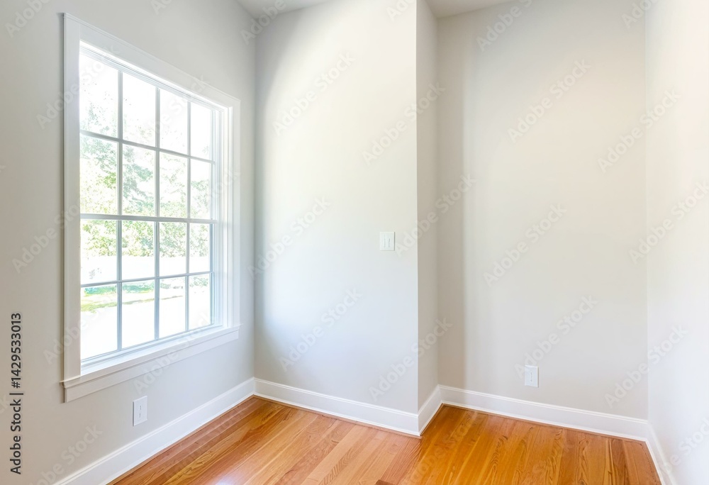 A empty room with hardwood floors and white walls. A empty room with hardwood floors and white walls.