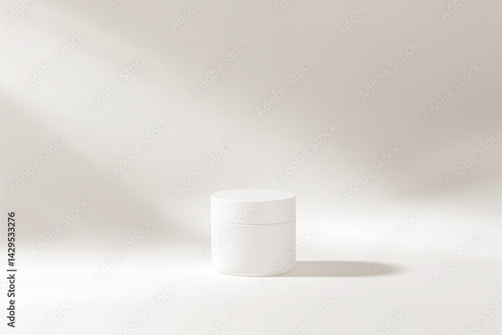 Cream jar mockup – white plastic cosmetic container on white background