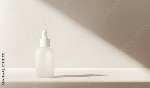 Obraz na płótnie Dropper bottle mockup – minimal white background for skincare or cosmetic branding w salonie