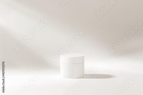 Obraz na płótnie Cream jar mockup – white plastic cosmetic container on white background w salonie
