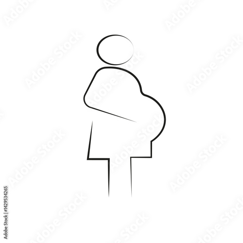 Pregnant Woman Line Icon Vector Illustration