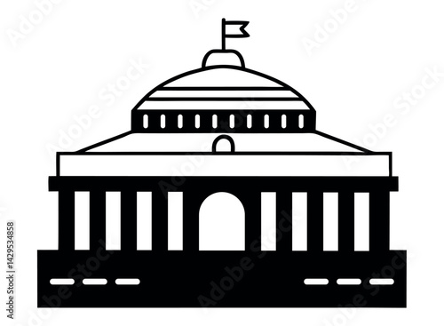 Obraz na płótnie Indian Parliament Flat Dome Flag Silhouette Monument Structure Architecture Vector w salonie